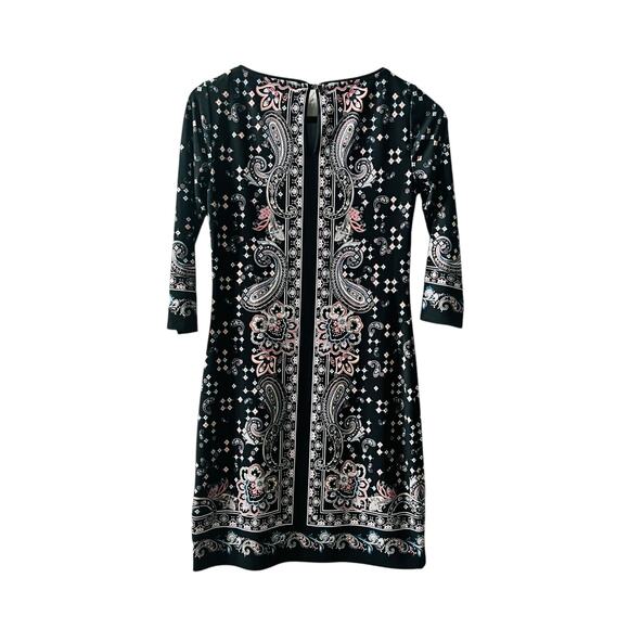 White House Black Market Paisley Print Three Quarter Sleeve Dress Size XXS - Picture 4 of 7
